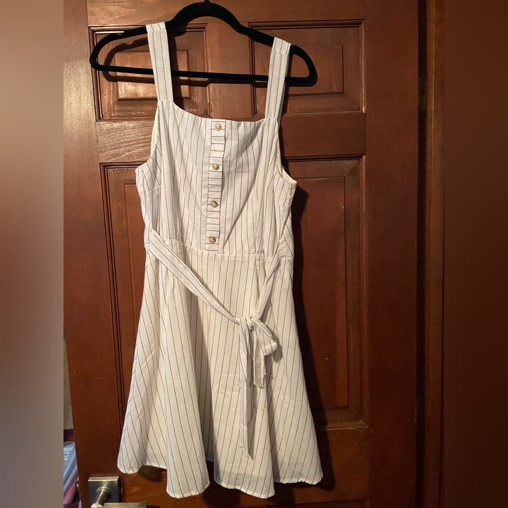 Sienna Sky White Pinstriped Mini Dress